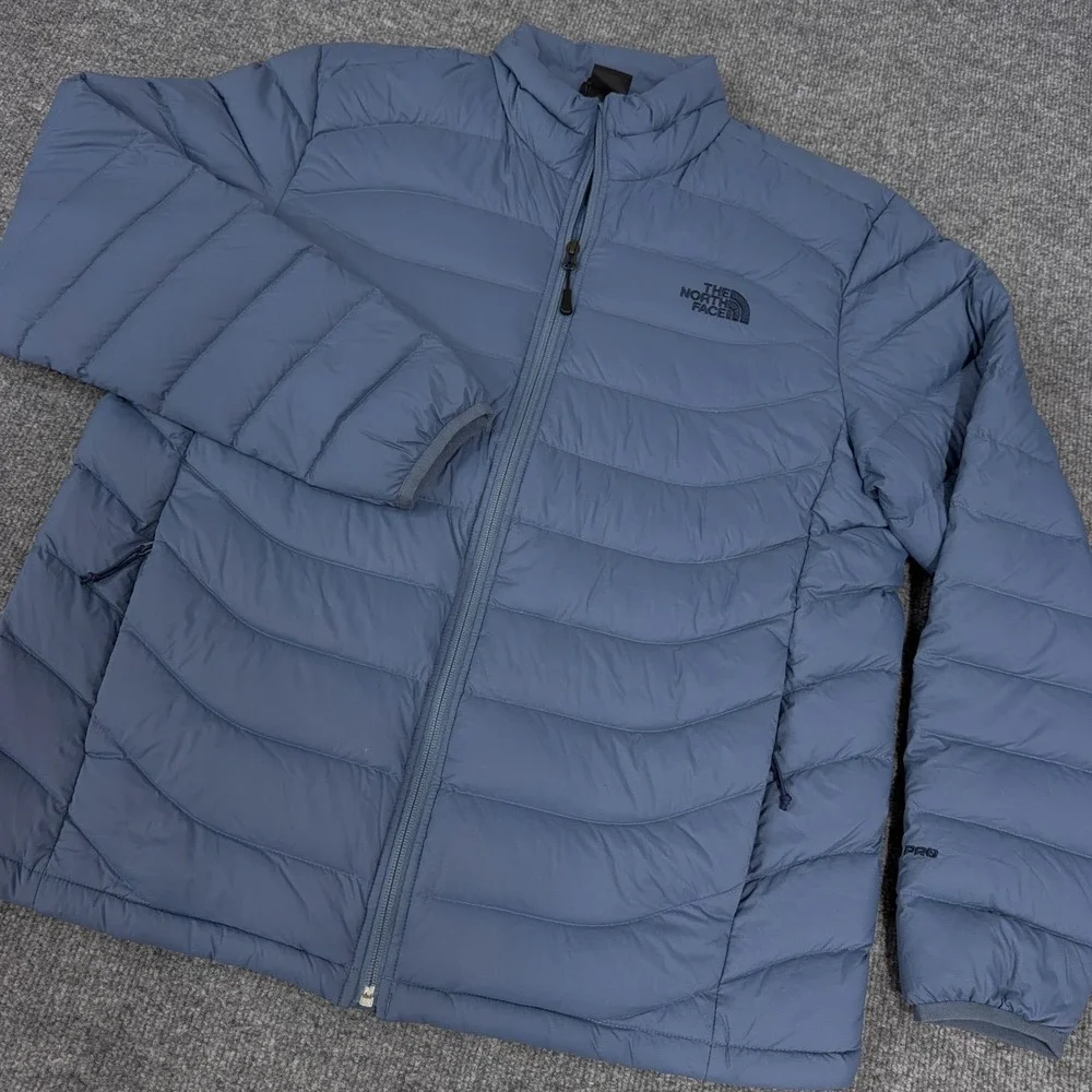 North Face Puffer Jacket Men Large Slate Blue 700 Pro Down Fill Full Zip